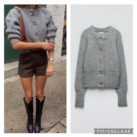 ZARA ribbed knit cardigan jacket alpaca and wool blend blogger favorite - Picture 2 of 9